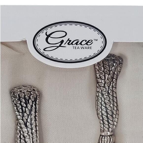 Grace Tea Ware Silver Plate Tassel Twist Handle Iced Tea Spoons Set of Four - Picture 4 of 11